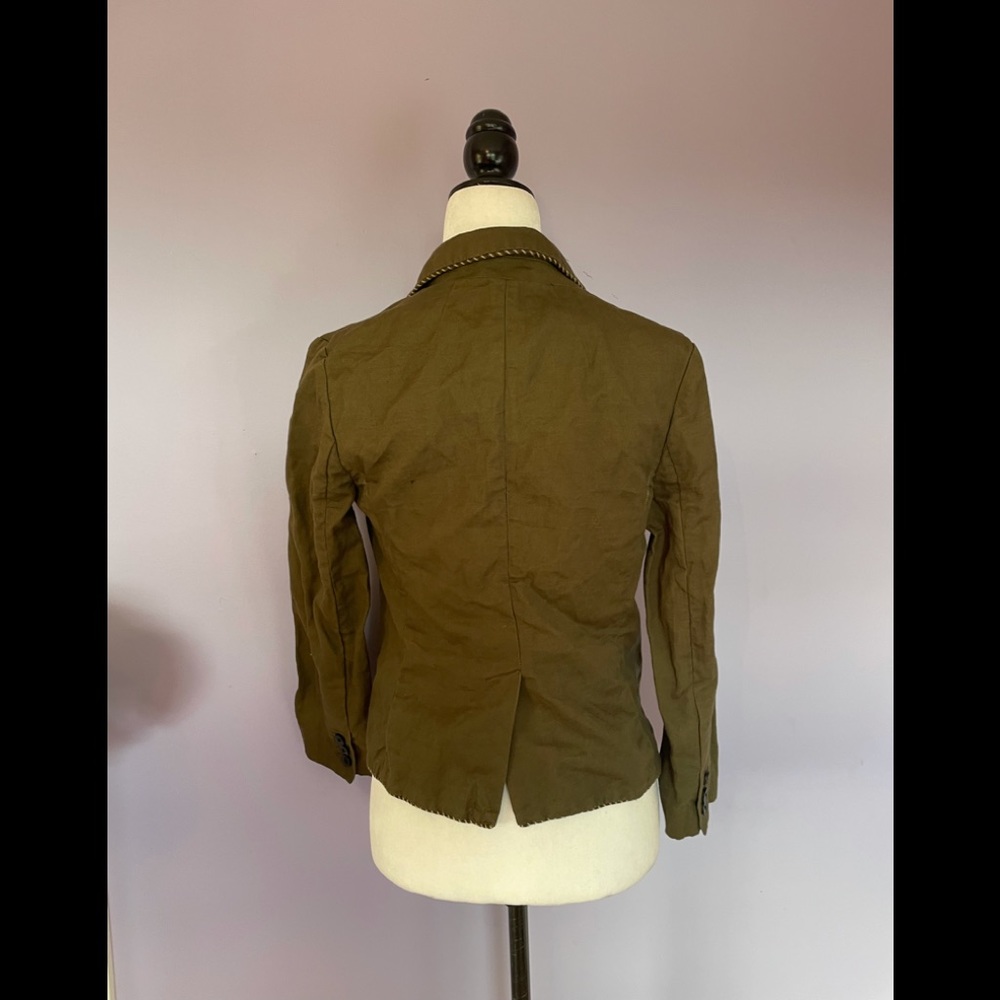Anthropologie CARTONNIER Olive Green Piped Boy Blazer Jacket - Picture 6 of 6